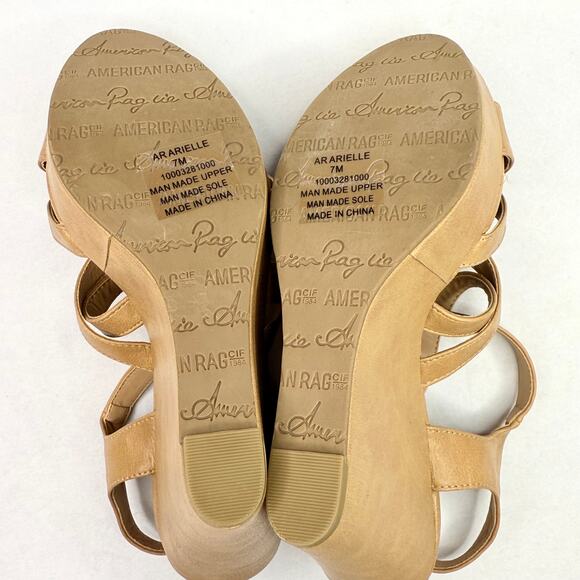 American Rag Women NWOB American Rag Arielle Tan Wedge Heels 7